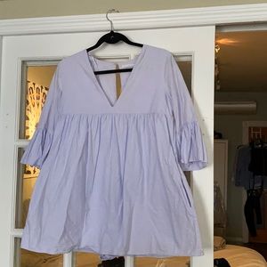 Zara trafaluc Blue Poplin Romper Dress